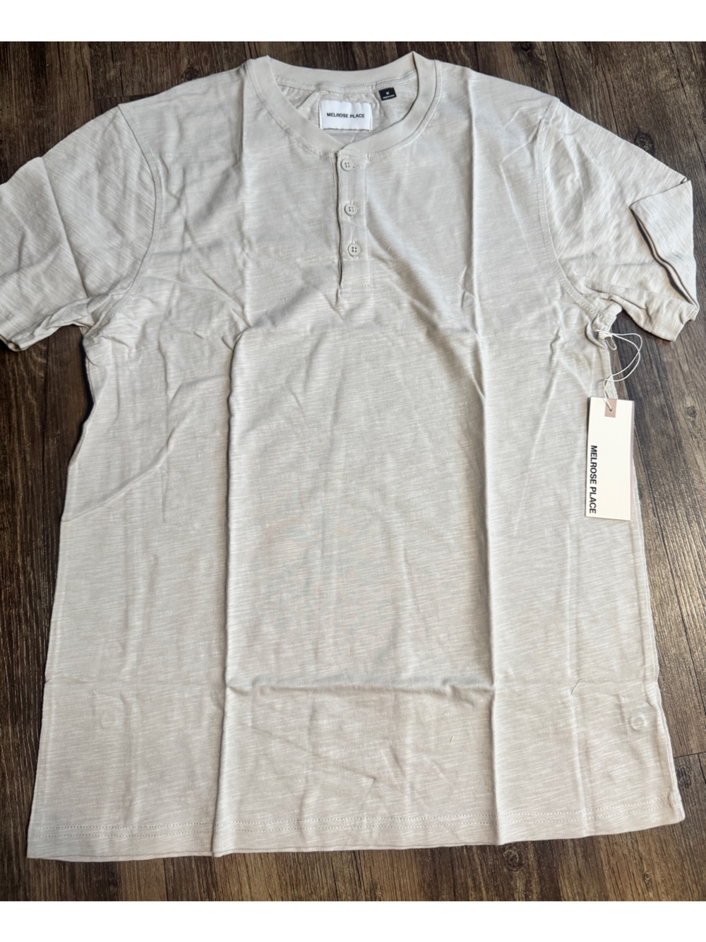 NWT Melrose Place - Men's Short Sleeve Henley T-Shirt in stone color